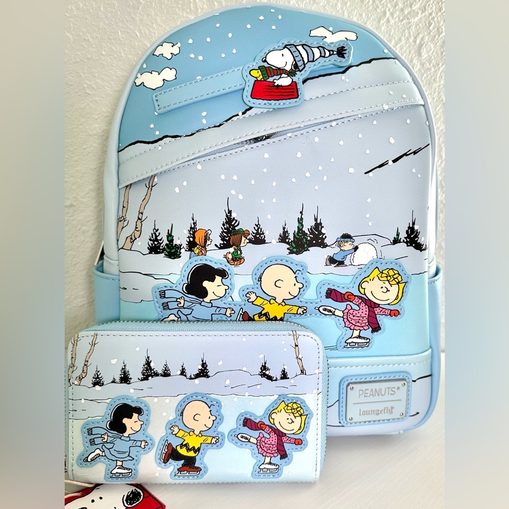 Loungefly Mini Backpack w/ Wallet - Peanuts Charlie Brown & Friends Ice Skating